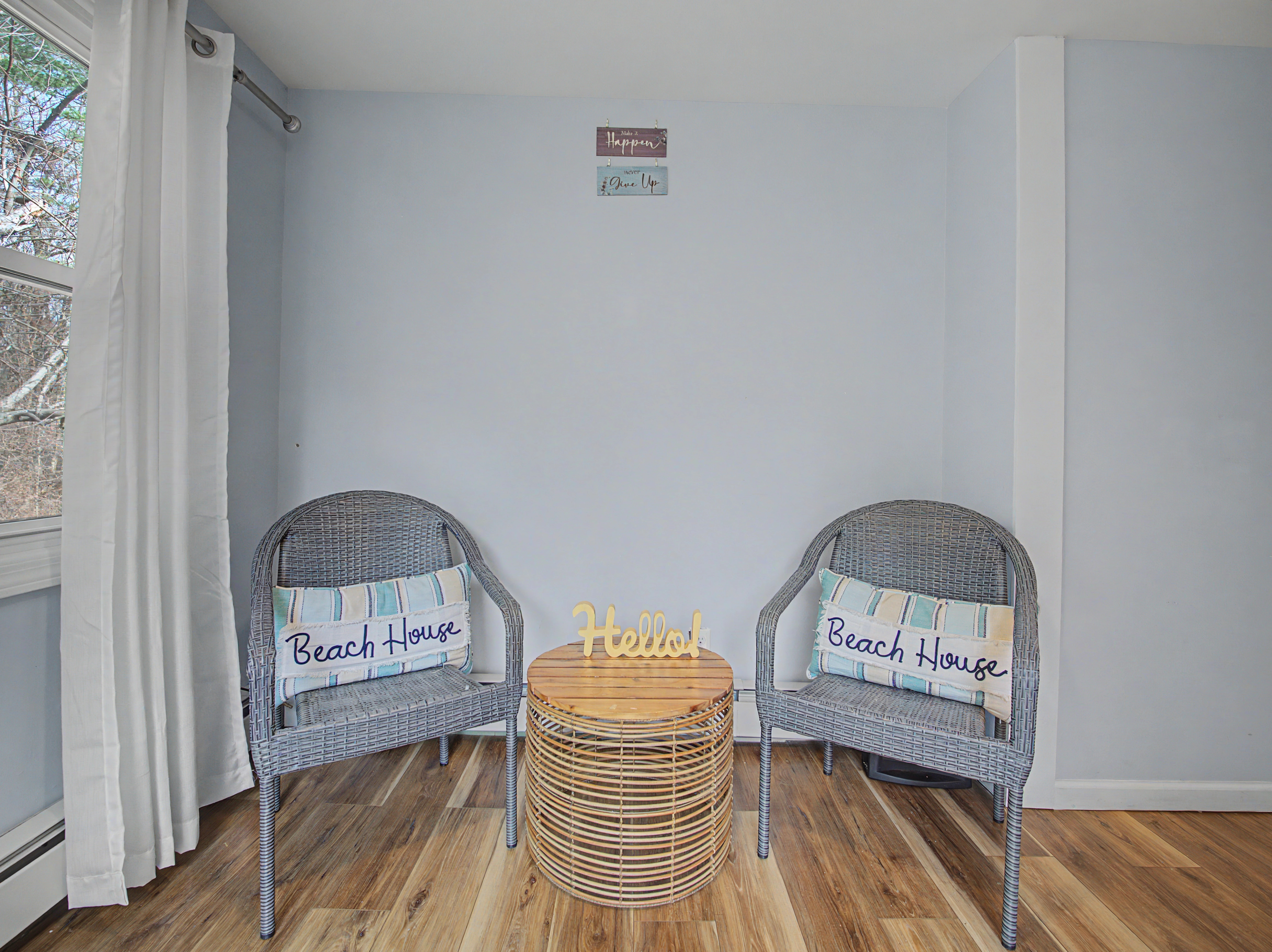 Bright sitting area in a Connecticut Airbnb, photographed by Ari Lee