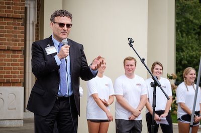Dr. Boris Pasche, a cancer researcher at the Wake Forest medical center, gives his thanks to the participants.