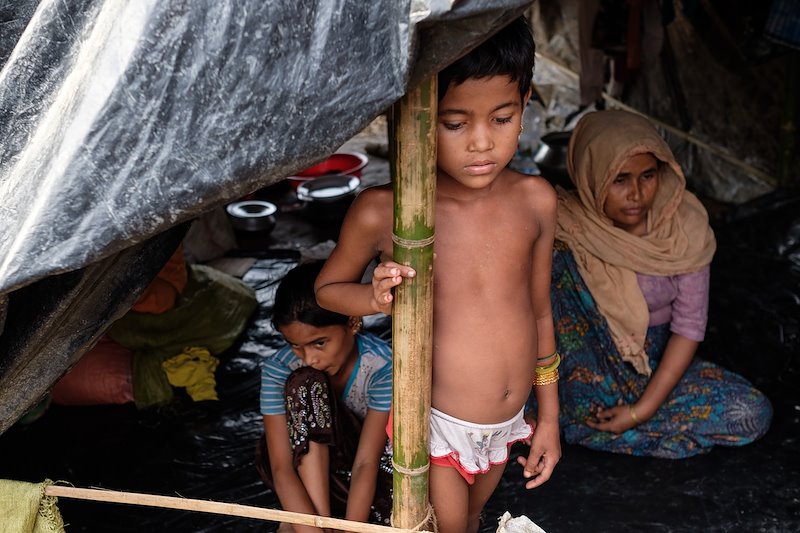 Rohingya family in their tent, Kutupalong refugee camp. Sept 20, 2017 ©Antonio Faccilongo