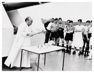 Gully Gully man (magician) entertains the crew as we transit the Suez Canal - 1977