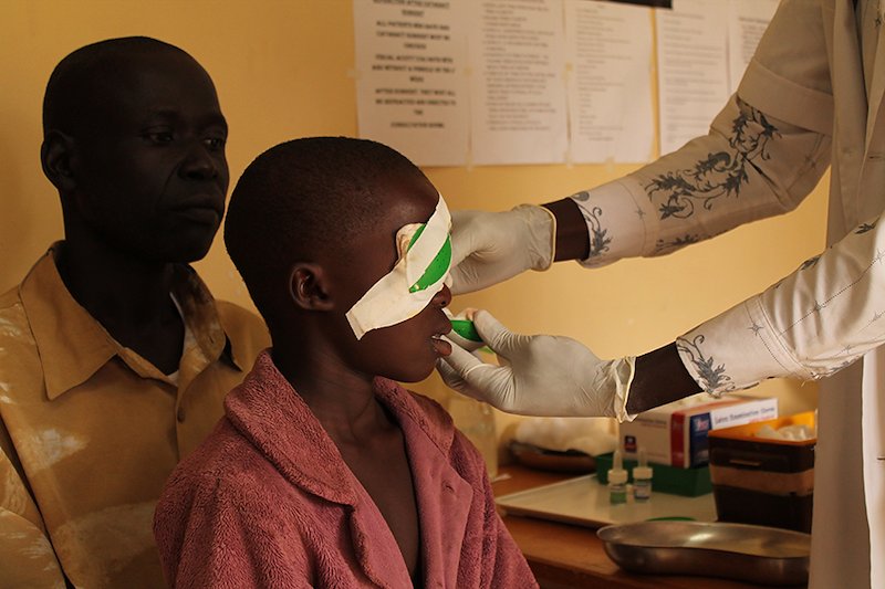 Doreen has her bandages removed after having cataract surgery on both of her eyes.