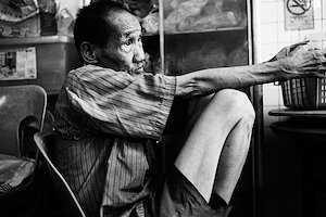 he speaks to himself most of the time, alternating between elation and more often grimace. i was told he passed on.