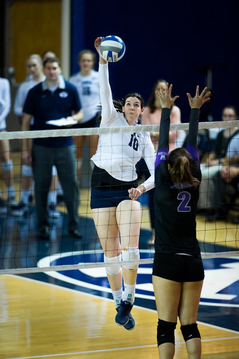 Amy Boswell spikes the ball against Portland - Photo by Tabitha Sumsion/BYU