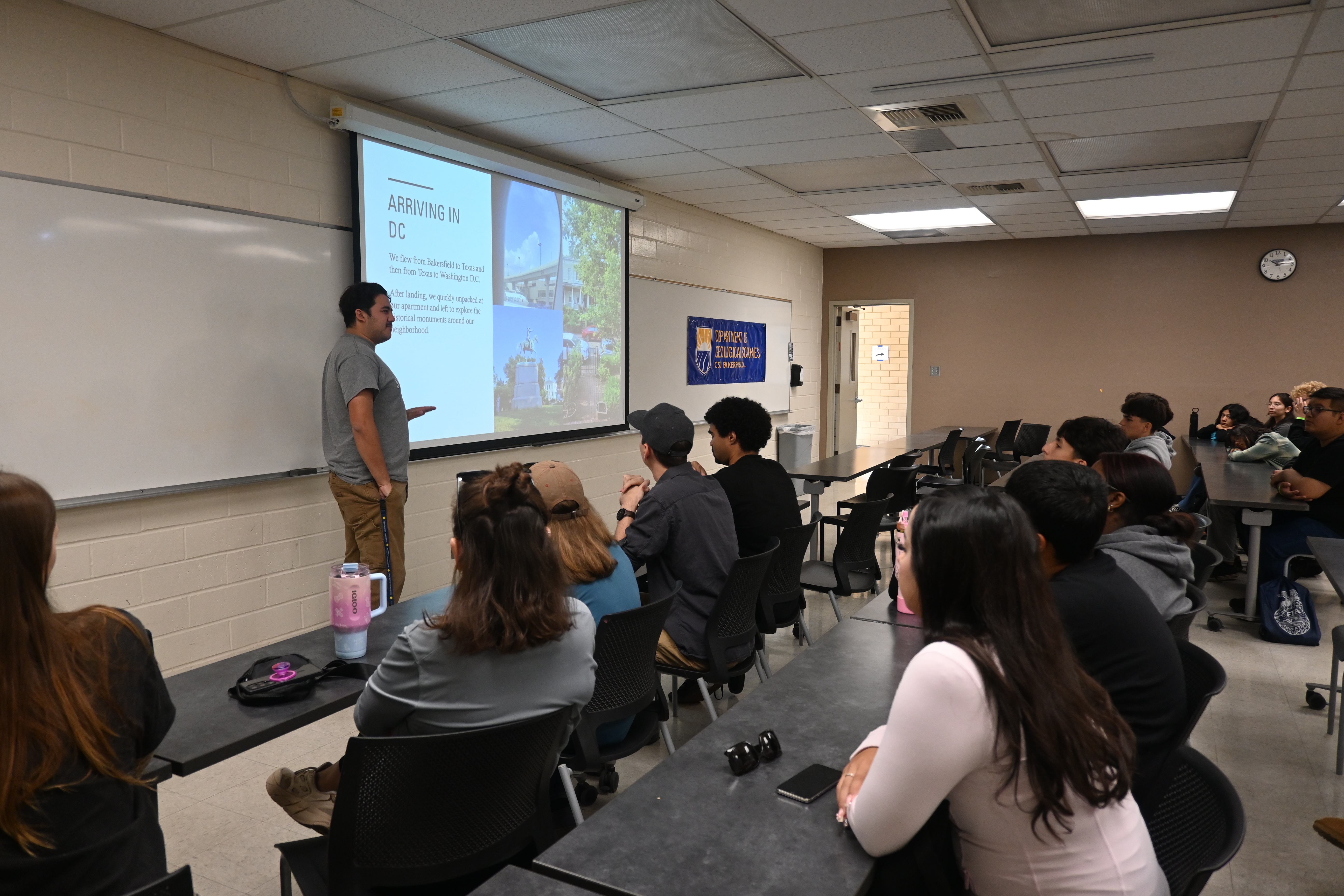 Tyler Garza tells students about his summer interning at the ...