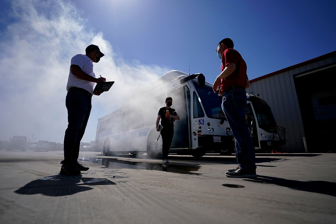 Dr. Aly Tawfik, associate professor of civil and geomatics engineering at Fresno State, analyzes air circulation on public transportation.