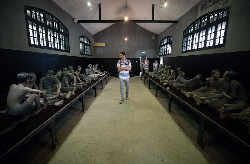 Jacob Madsen leads the way during a Tour of the Hỏa Lò Prison, also known as the Hanoi Hilton. Photo by Jaren Wilkey/BYU
