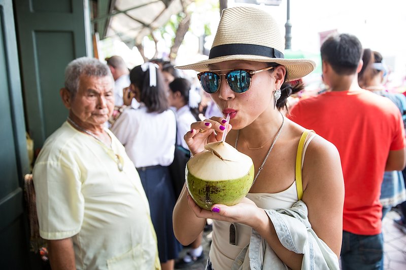 This girl loves herself some fresh coconut water.
