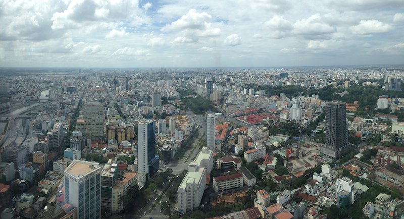An iPhone panorama from The Lotus Building