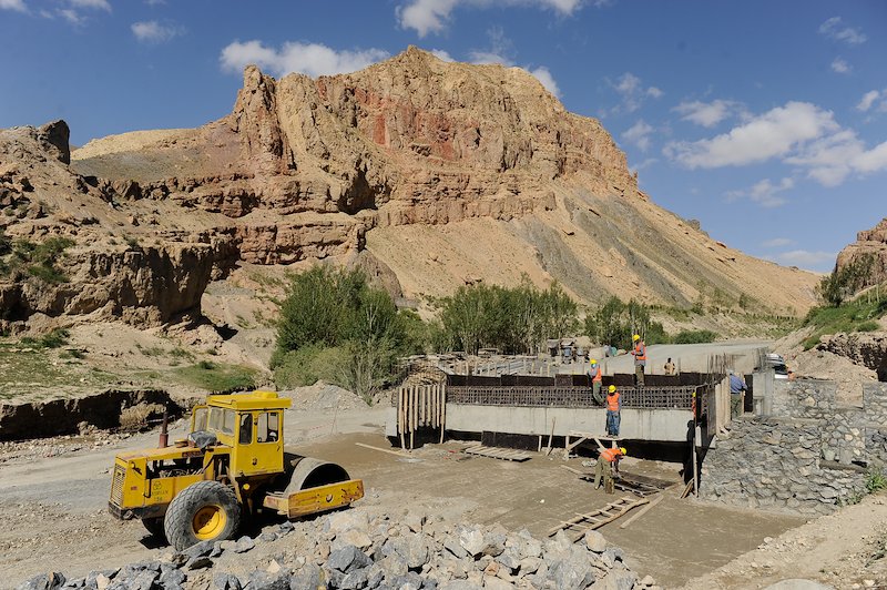 A bridge being constructed along the 94-km Bamyan to Yakowlang road.