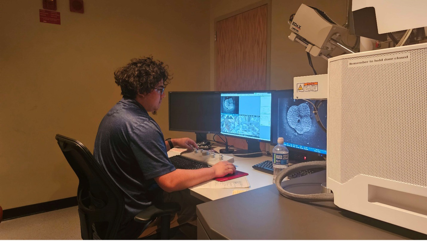 Tyler Garza uses a scanning electron microscope to get extremely high ...