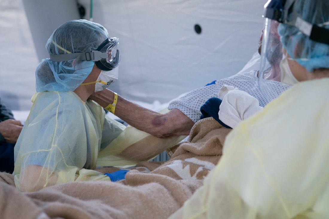 A patient, unable to speak, still found a way to communicate his appreciation for his nurse, Alyssa, at the SP field hospital in Cremona, Italy.