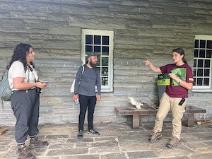 McCullough Fellow Phoebe Carnes educates students about elk.