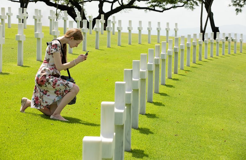 Camille Walker tours the American Cemetery in Manila. Photo by Jaren Wilkey/BYU