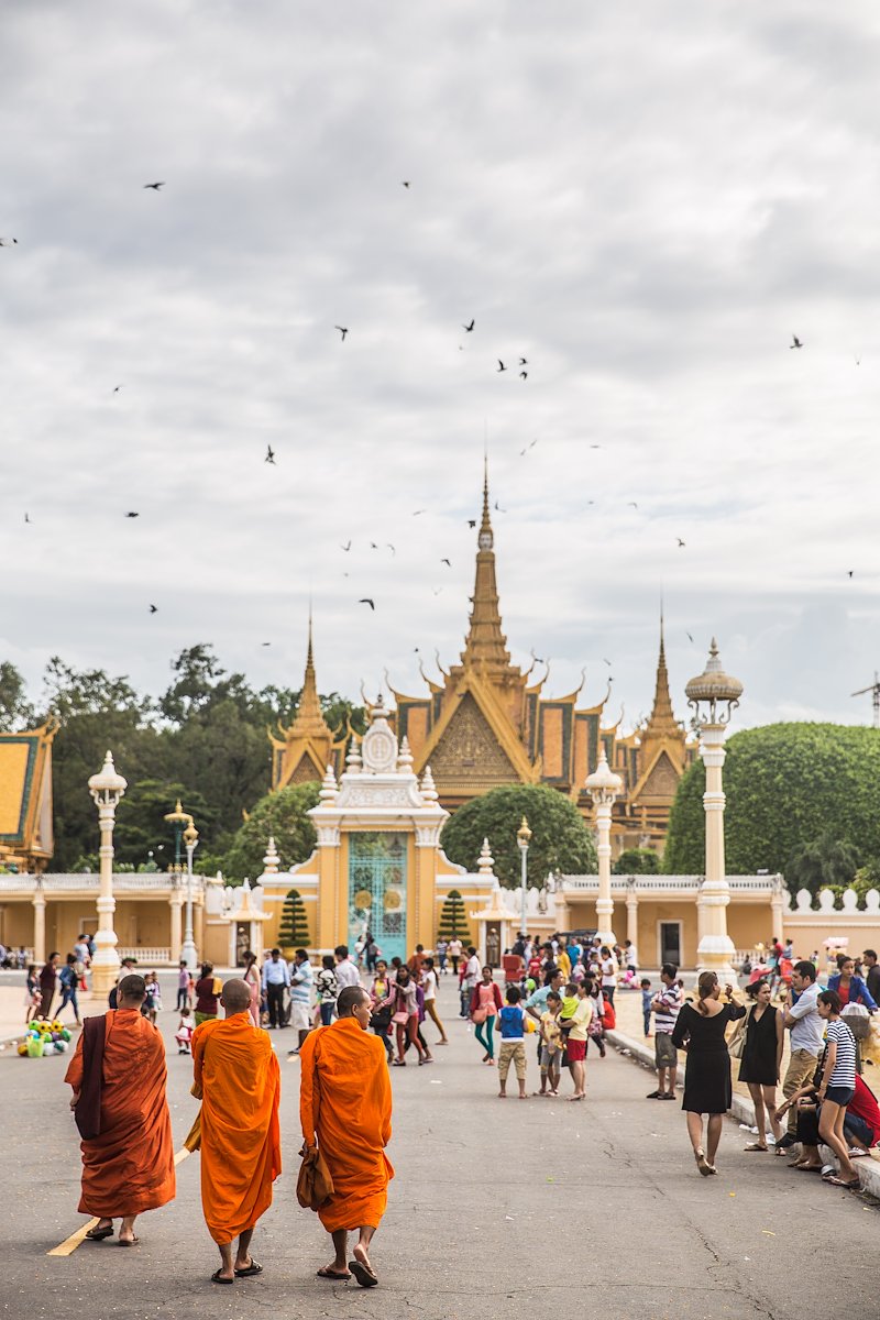 Monks at Wat Phnom.