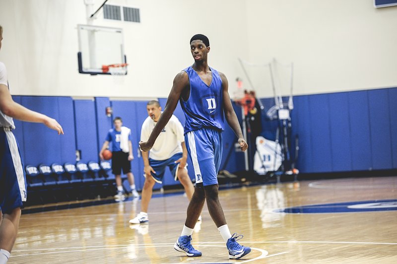 Amile Jefferson at practice as a freshman at Duke.
