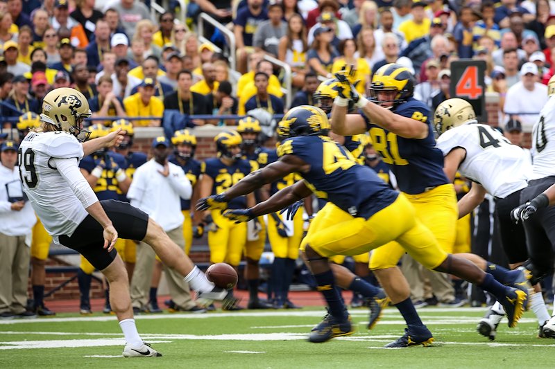 The Michigan special teams steps up again and blocks a Colorado punt.