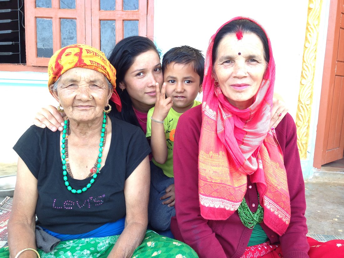 left to right: Ganga's grandmother, Radhika, Ganga's little cousin and Hira