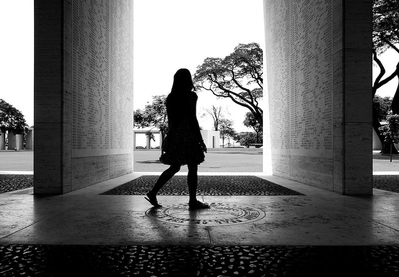 A BYU Student walks through the American Cemetery in Manila. Photo by Jaren Wilkey/BYU