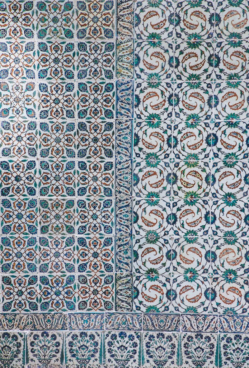 Magnificent patterns and hand painted tiles.