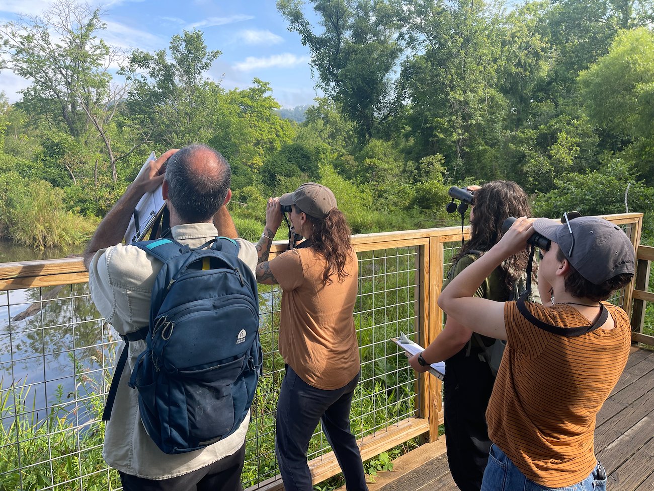 The McCullough fellows join Nicole Moordian for a day of bird watching at the Beaver Lake Bird Sanctuary.