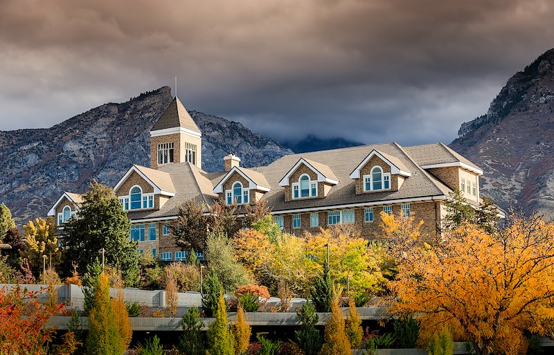 The Hinckley Center on BYU's Campus during the Fall - Photo by Nate Edwards/BYU