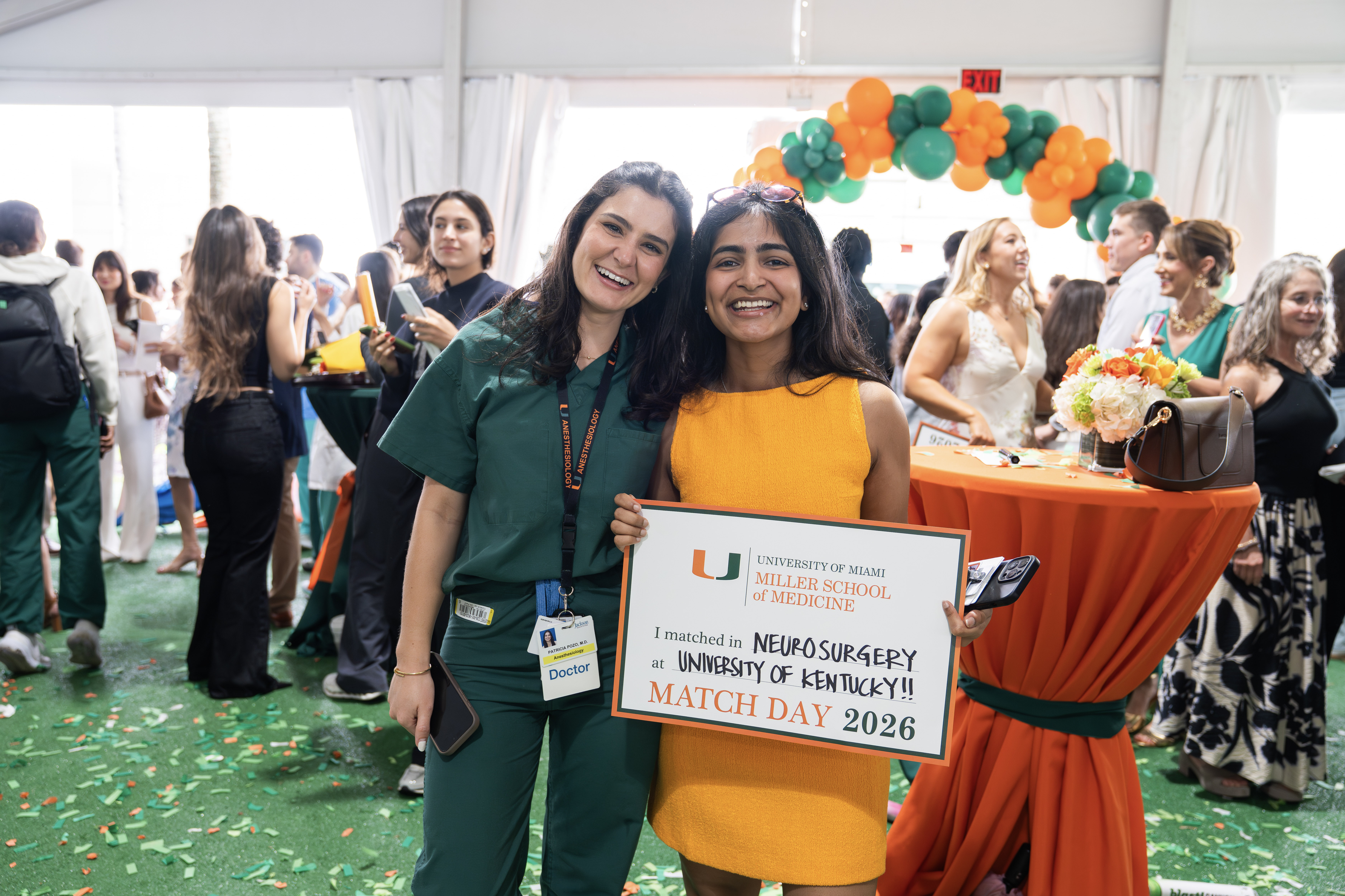 Two smiling women pose at Miller School of Medicine Match Day 2026. One ...