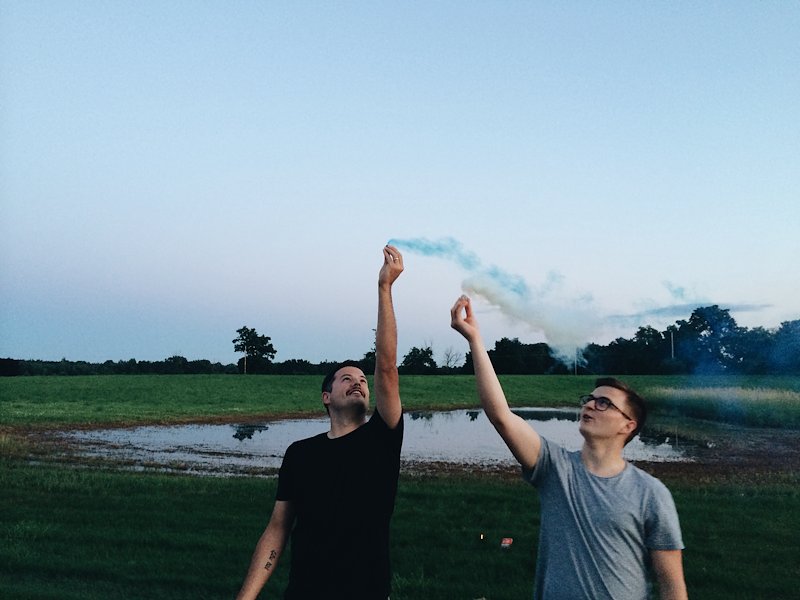 Brian and Dane lighting smoke bombs - Owosso, MI