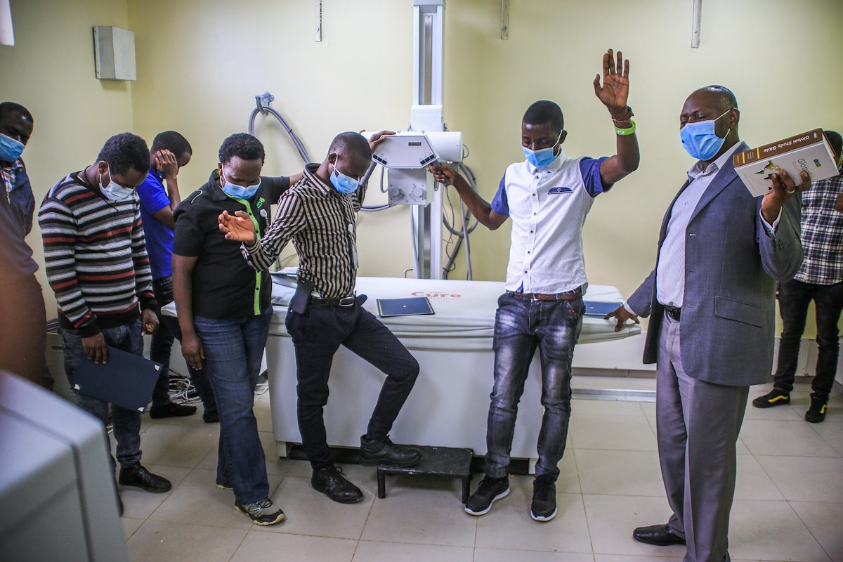 Prayer dedication of the new x-ray machine.