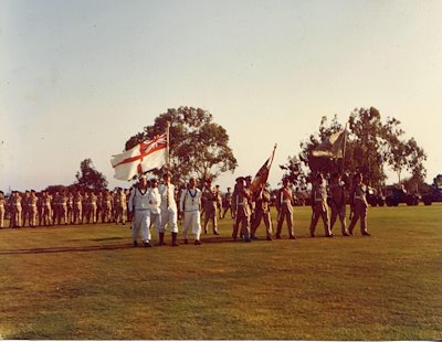 Queen Silver Jubilee parade Cyprus - HMS Mohawk colours guard 1977