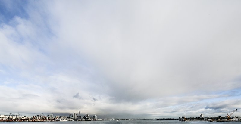 A panoramic view of Auckland Harbor from Fuller's Ferry.