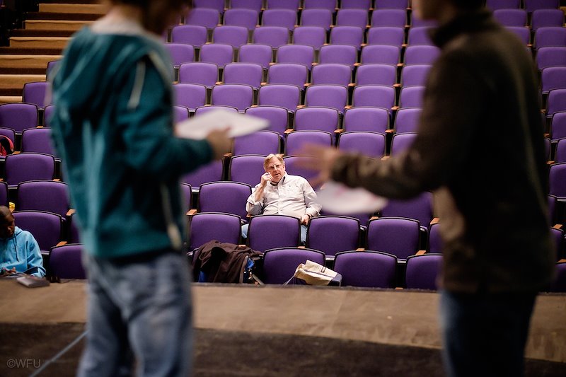Director John E.R. Friedenberg -- who everyone calls "Jerf" -- watches an early run-through from the seats.