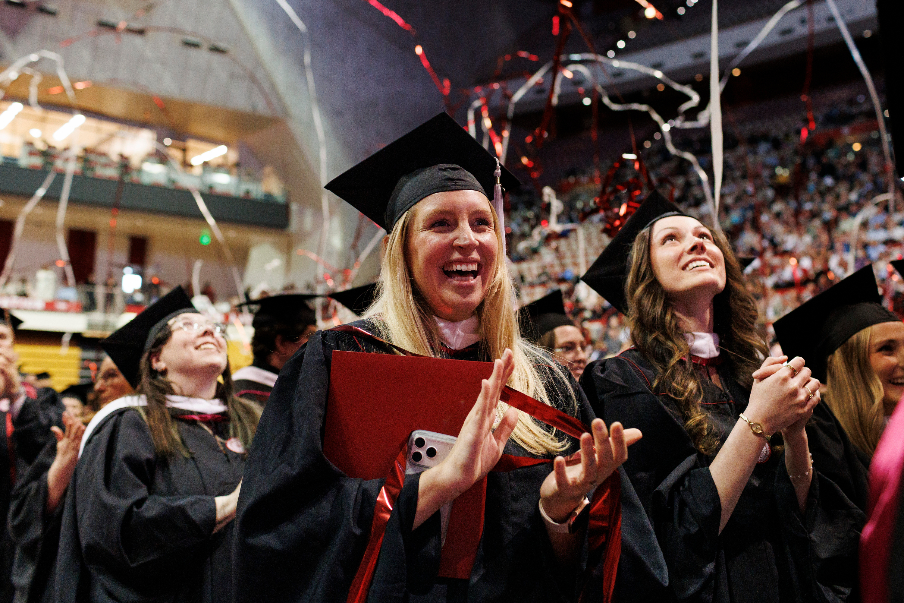 Streamers pop over the graduates during the IU Bloomington Graduate ...