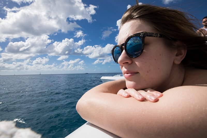 Carly Gorman enjoys the view during a boat ride to Saona Island in the Dominican Republic. Photo by Jaren Wilkey/BYU