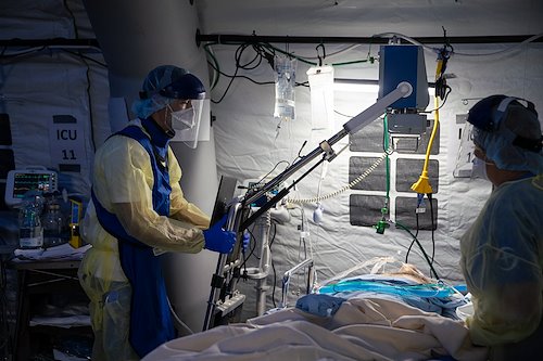 The SP field hospital is equipped with a mobile x-ray machine to check the progression of COVID-19 infections in patients' lungs.