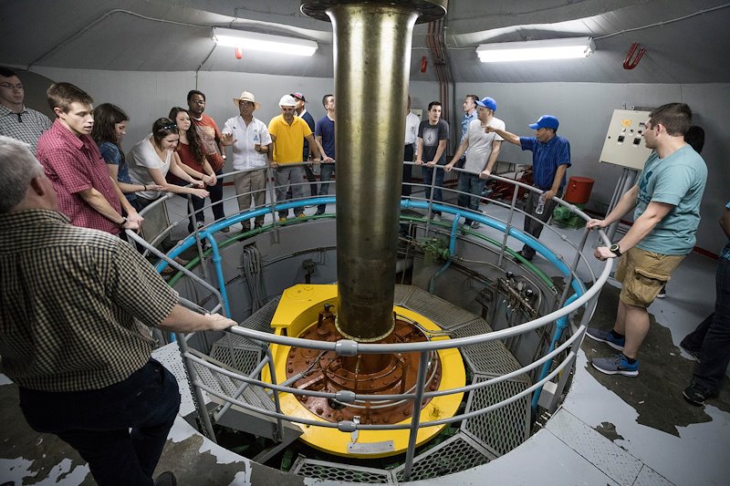 BYU Students tour the Tavera Hydroelectric Dam turbine on the Bao river in the Dominican Republic. Photo by Jaren Wilkey/BYU