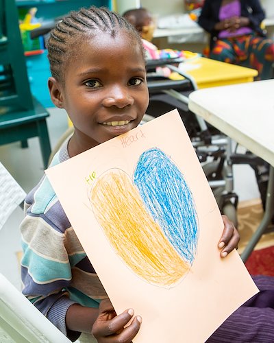 A pretty blue and yellow heart picture from our cute friend.