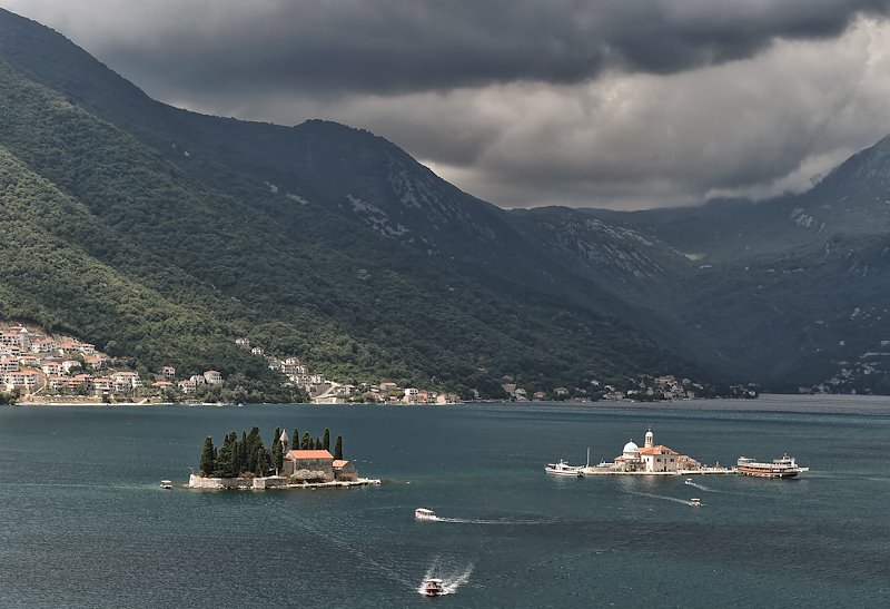 View of Sveti Djordje Church and Gospa od Skrpjela Island, Perast - Bay of Kotor. Photo Credit: Risto Bozovic / UNDP in Montenegro