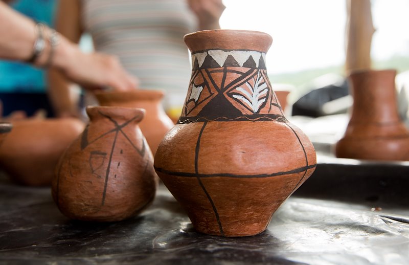 Pottery created with Quichua designs at the field school.