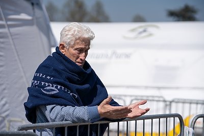 Giorgio prays before being discharged from the SP field hospital.