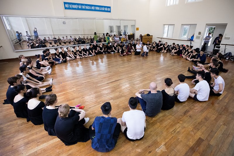 Meeting with student at the Vietnam Dance Academy. Photo by Jaren Wilkey/BYU