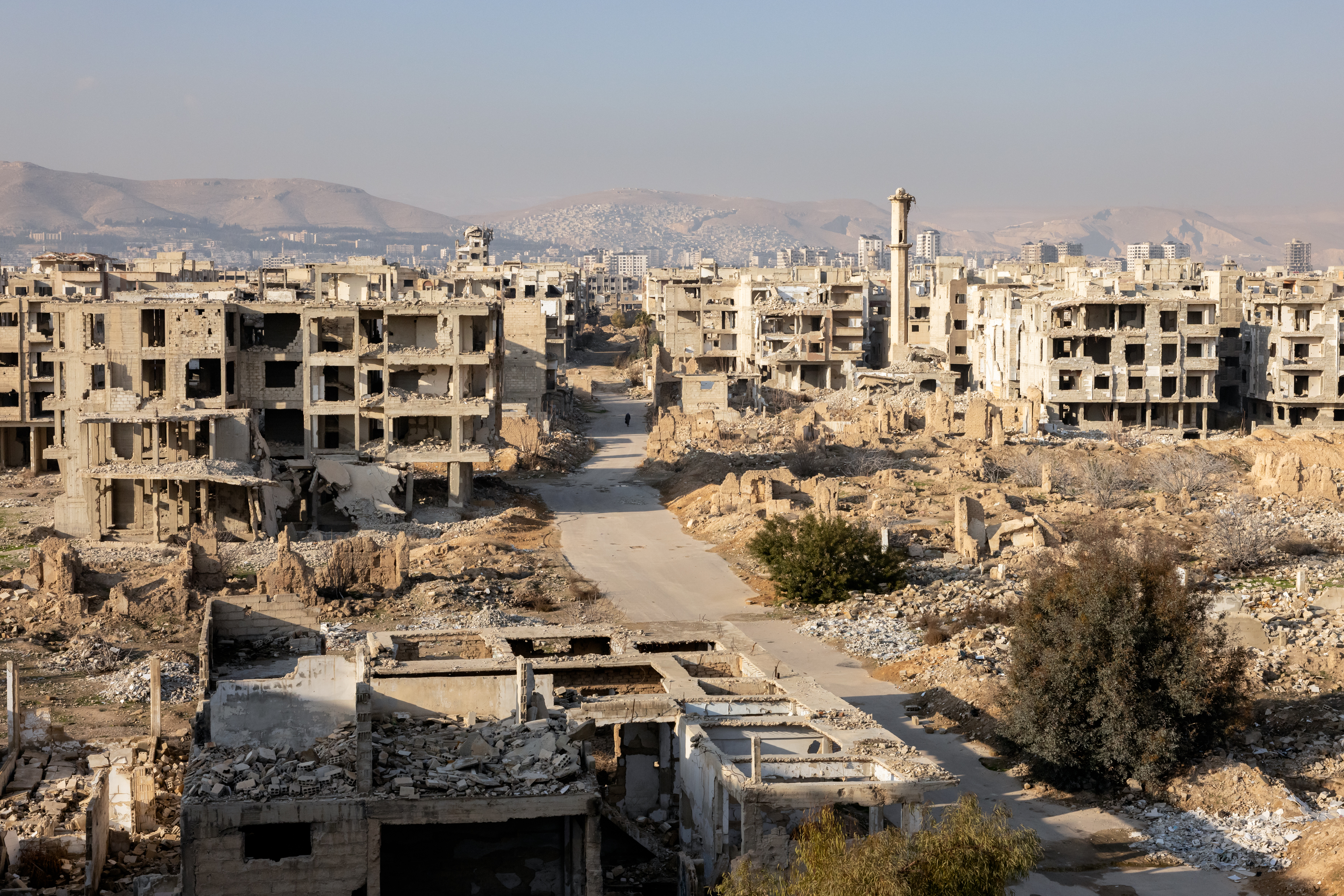 Echo visits destroyed neighborhoods in Jobar, Damascus, Syria, on ...