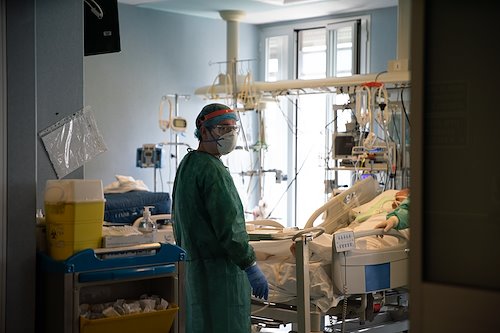 "When I am at home alone, sometimes I cry," said Paolo, an ICU nurse at Cremona Hospital. "Most of us, we are scared."
