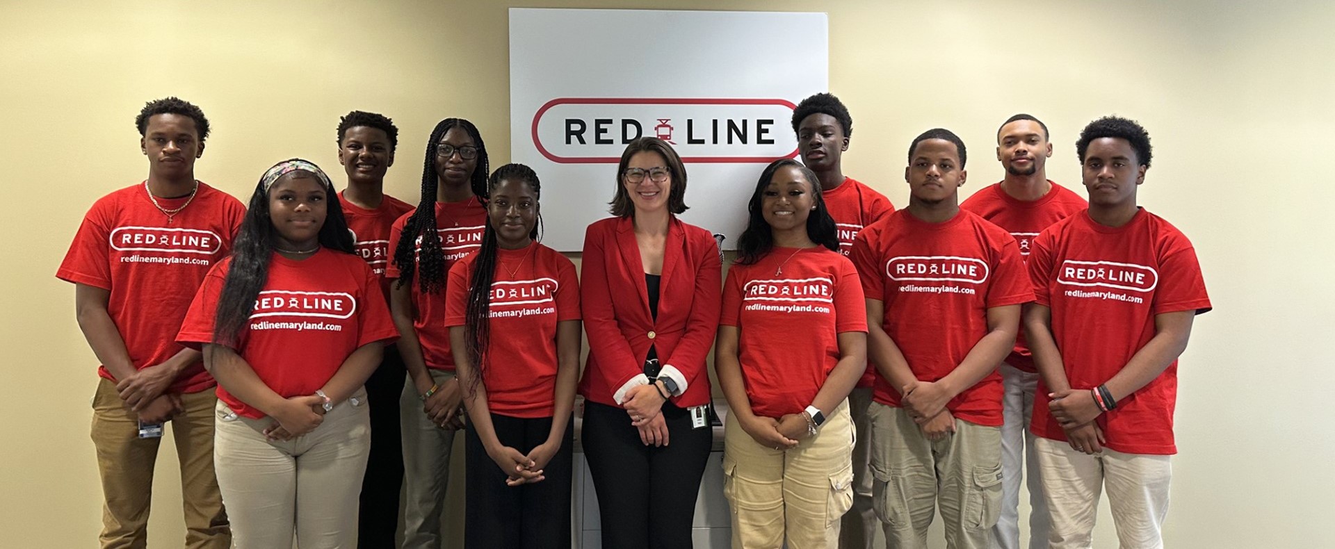 The Red Line interns with Red Line Project Director Caitlin Tobin