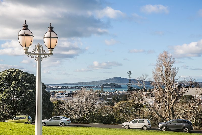 View from the stairs of the Auckland Museum.