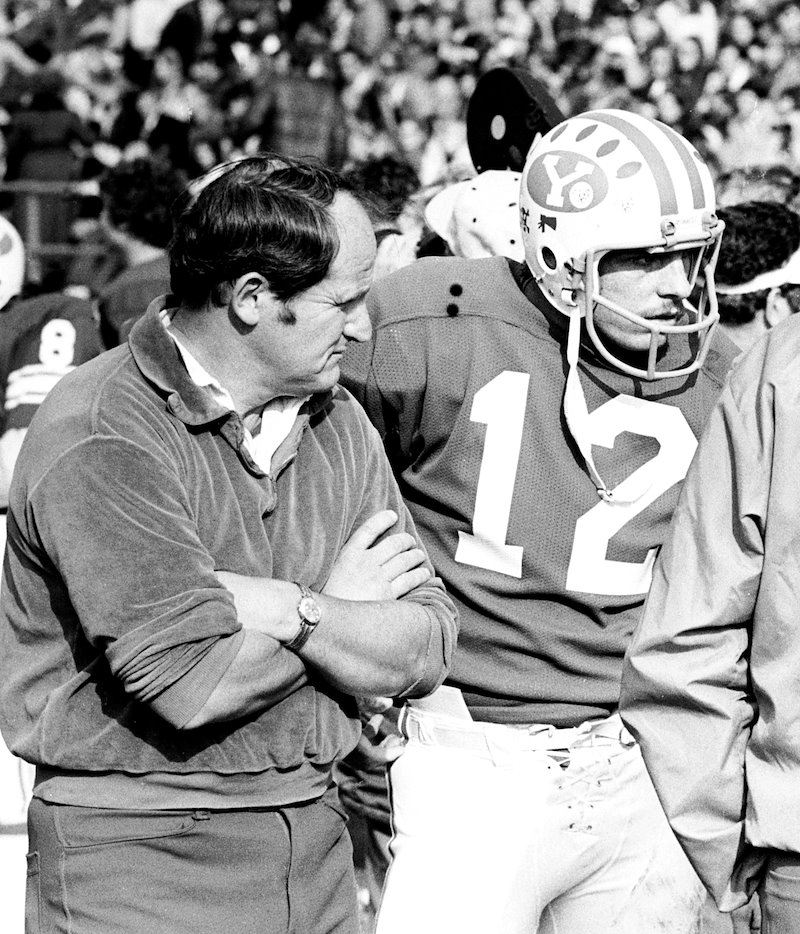 Coach Edwards with quarterback Gary Sheide.