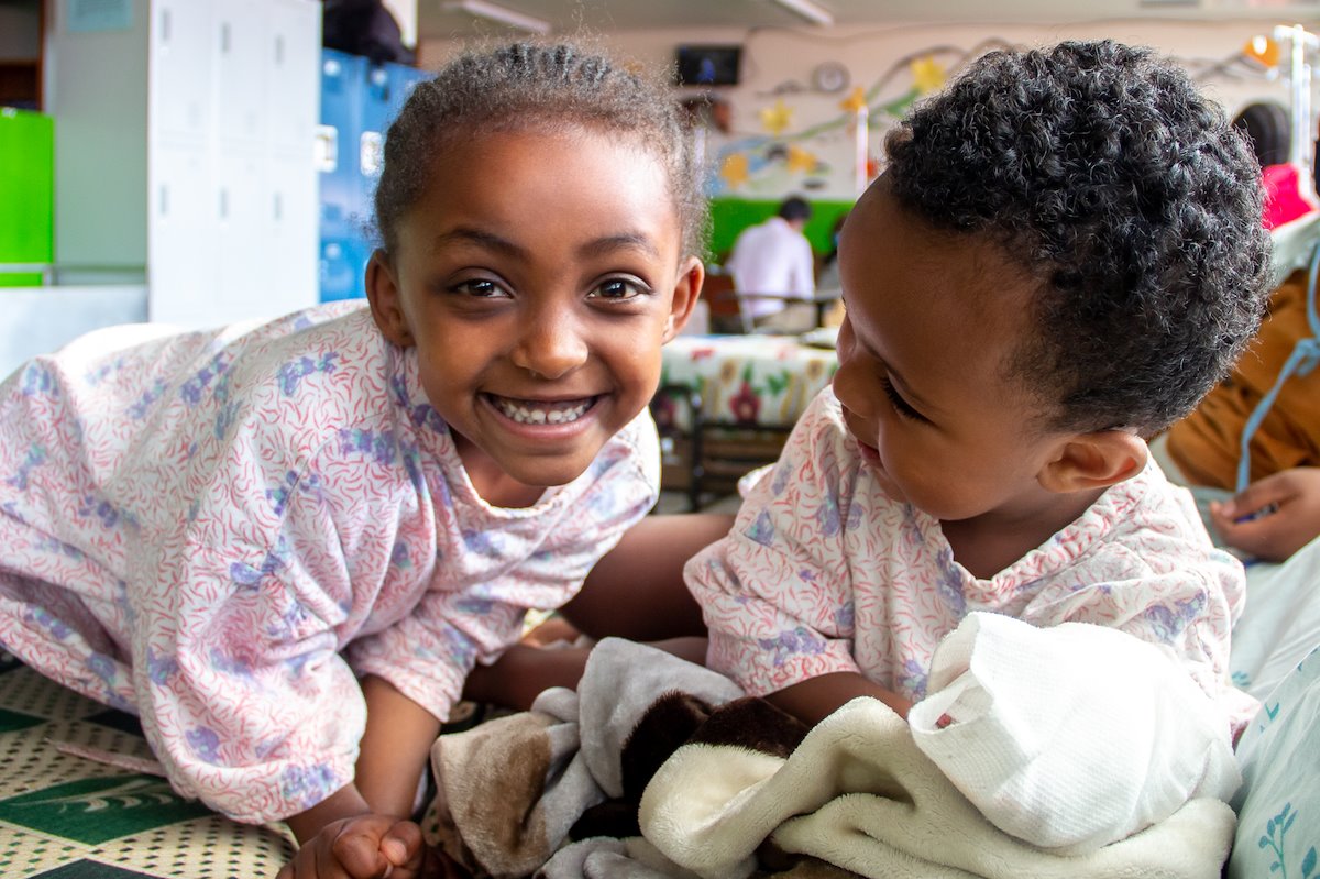 Etsehiwot and her little friend Darek are enjoying their morning.