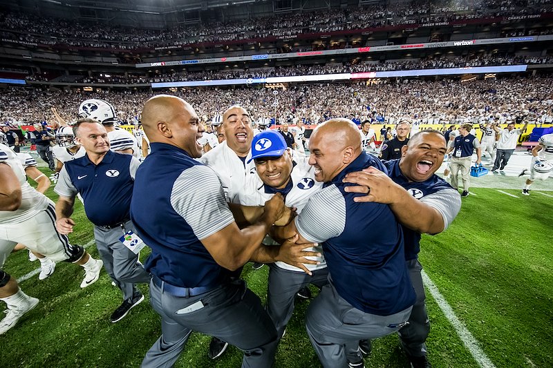 Kalani Sitake wins his first game as the new head coach for BYU against Arizona - Photo by Jaren Wilkey/BYU
