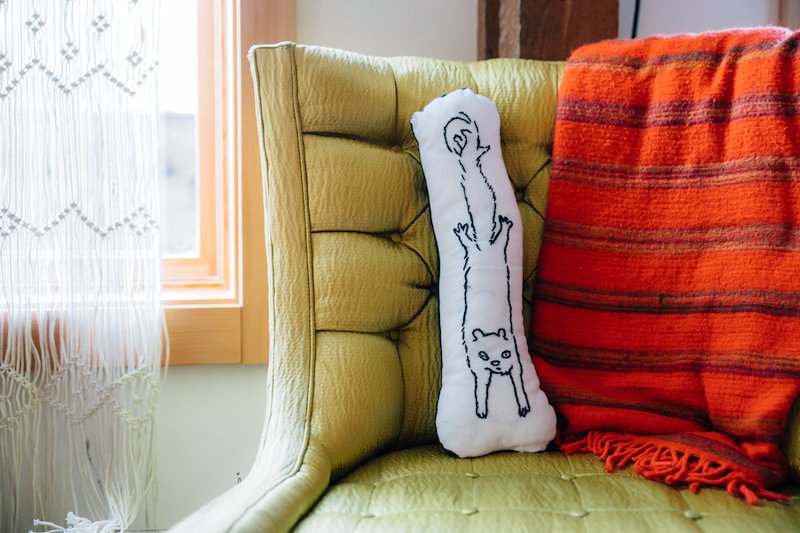 The loft was super cozy and filled with quirky little details like these hand-sewn squirrel pillows