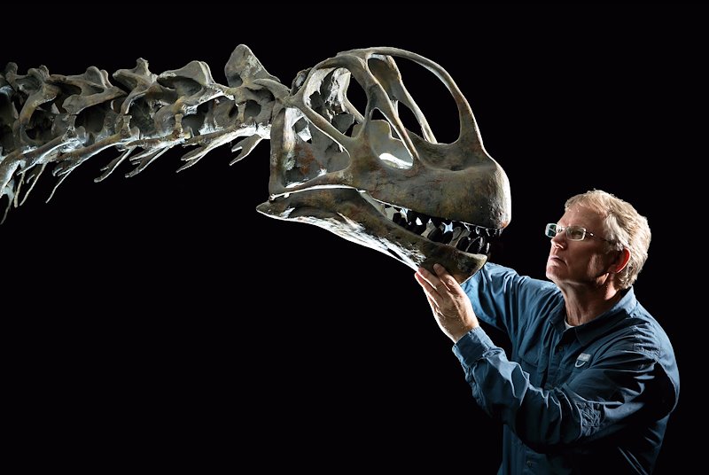 1st Place - Science and Research - Brooks Britt with the Moabosaurus - Photo by Jaren Wilkey/BYU Photo