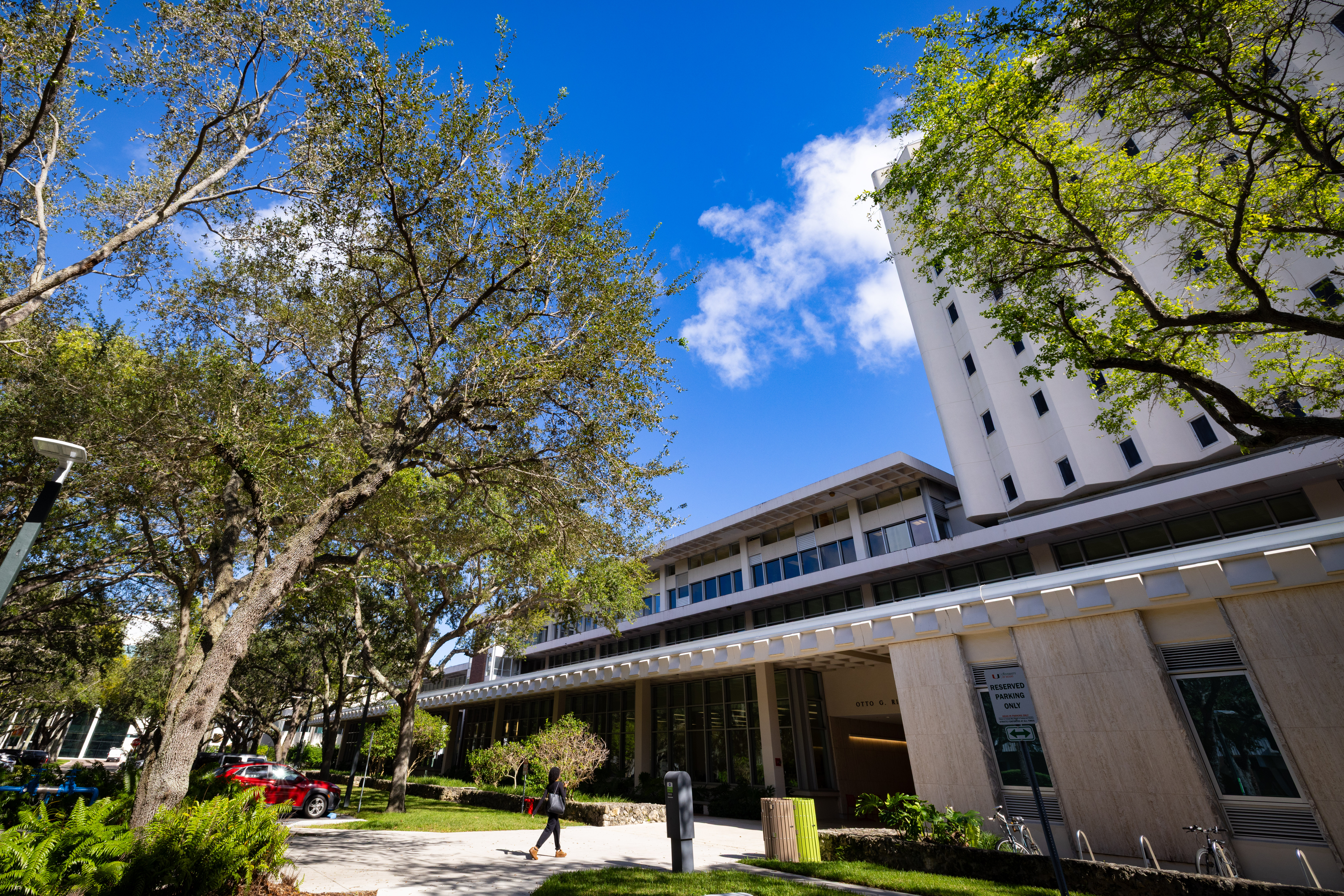 Otto G. Richter Library at the University of Miami on a sunny day. A ...